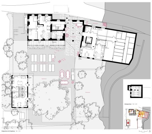 Erdgeschoss mit Umgebung - Juna Architekten GmbH / studio w architektur gmbh und Widmer Partner 